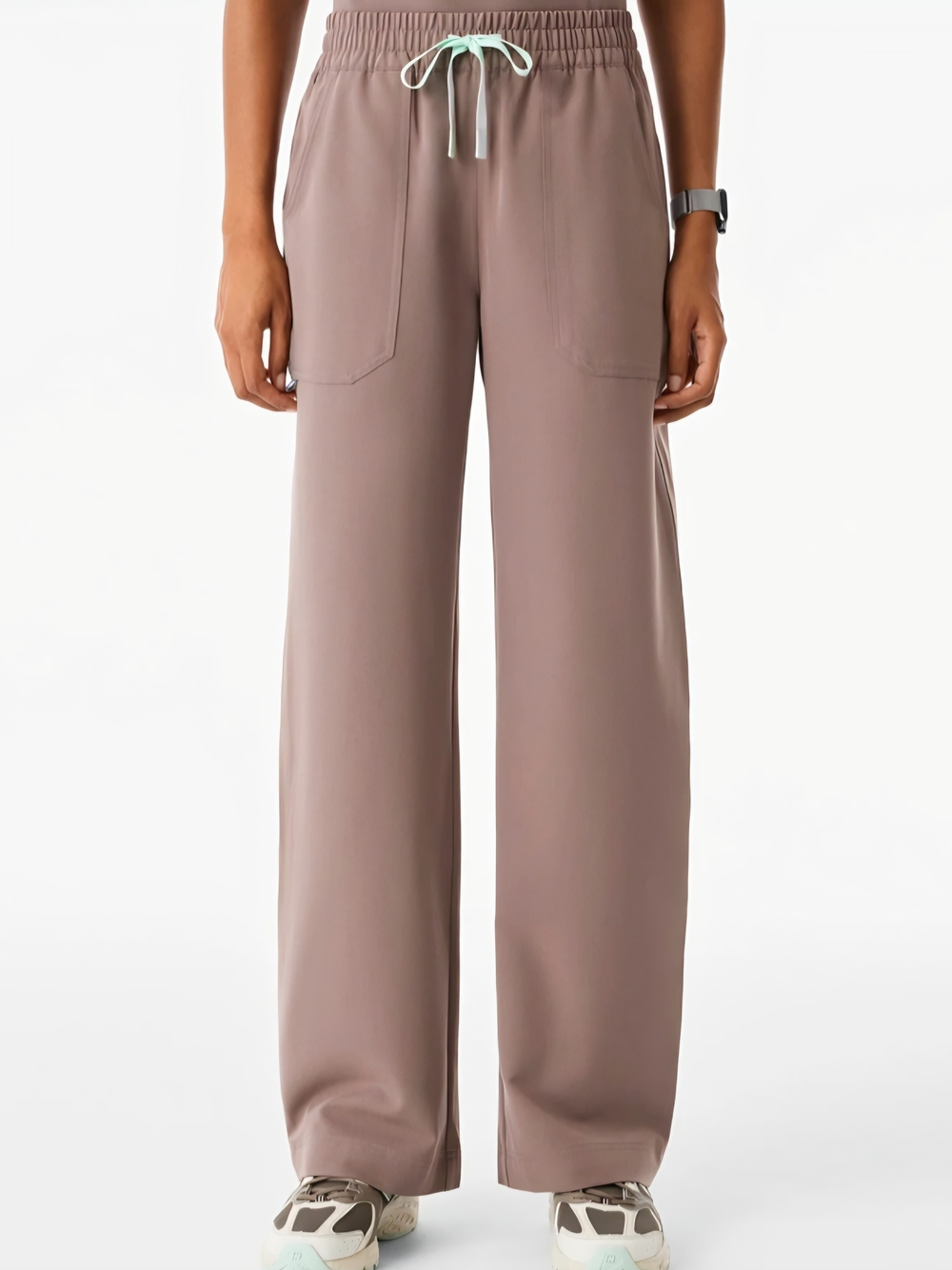 FIGS Rosalyn Wide-Leg Drawstring Pants in Smokey Taupe - Small/Tall